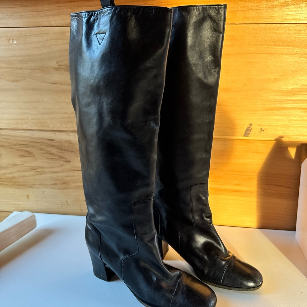 Yves Saint Laurent Black Heeled Boots 6 1/2 Vintage